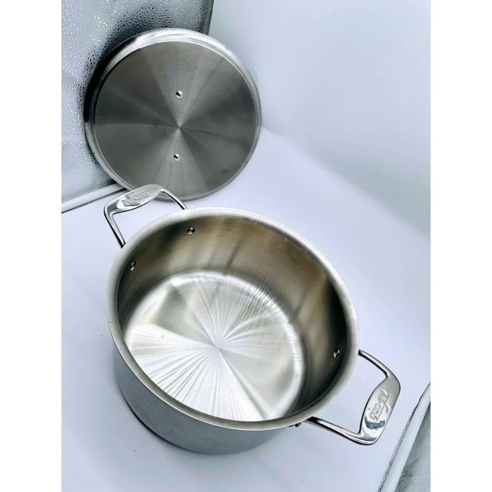 All-Clad Stainless Steel 8 Quart Stockpot with Lid Tri-Ply Bonded Induction USA